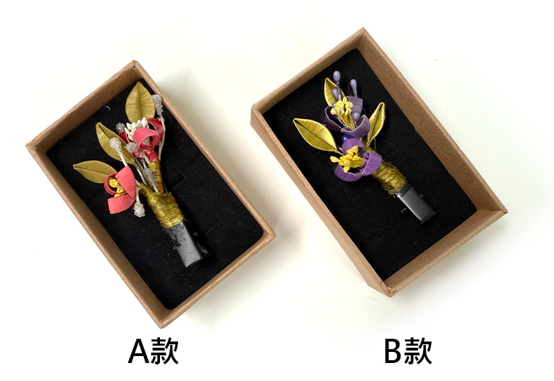 翼藝纏花福飾 -傳統紅春仔花(玫瑰叢)夾/胸針/髮梳